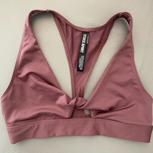 Twist front gym-to-swim sports bra